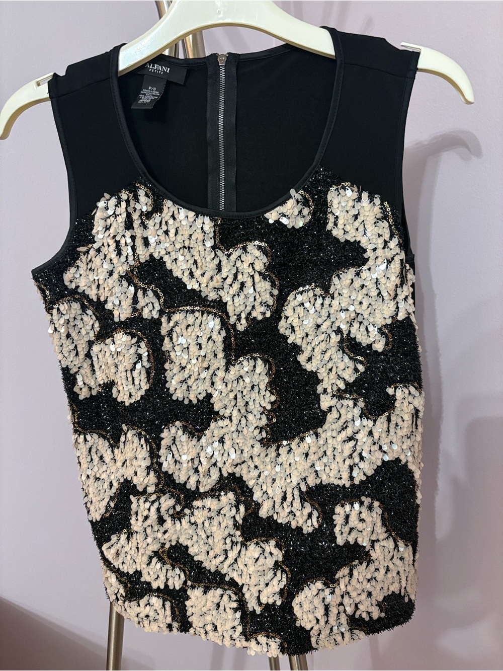 Alfani Petite Black Sleeveless Top with Sequin Detail